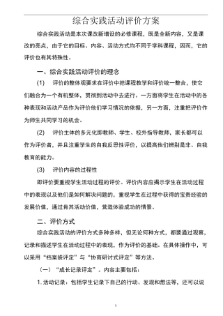 综合实践活动评价方案