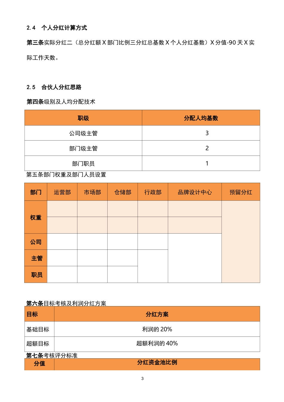 2021 公司内部合伙人制度及分红激励方案_第3页