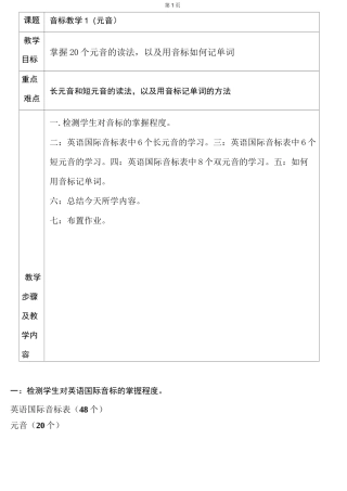 国际音标教案之元音教学