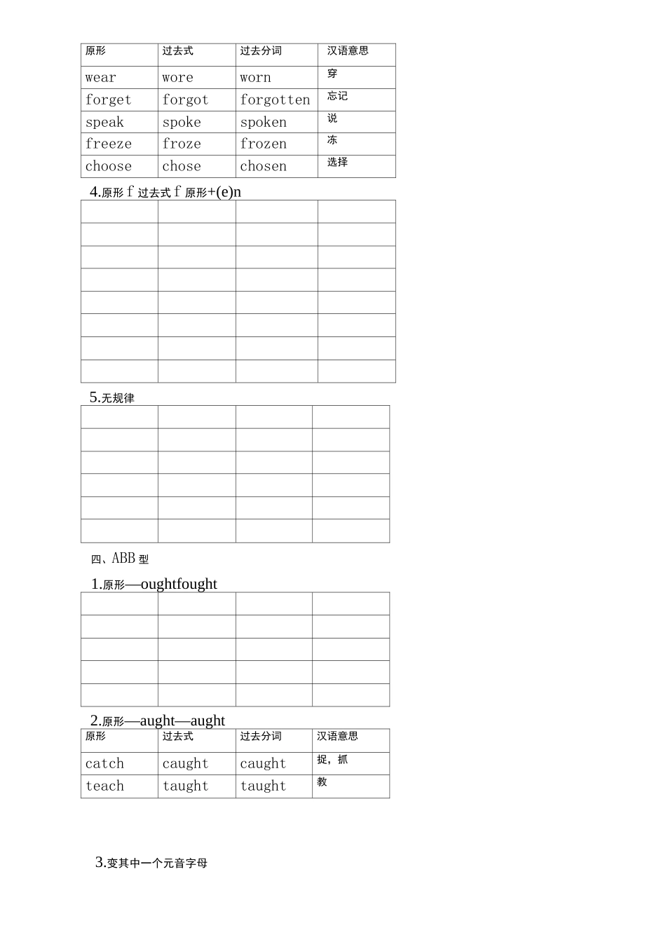 动词过去式分词不规则变化表完整版_第2页
