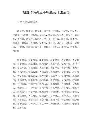 担当作为亮点小标题及论述金句