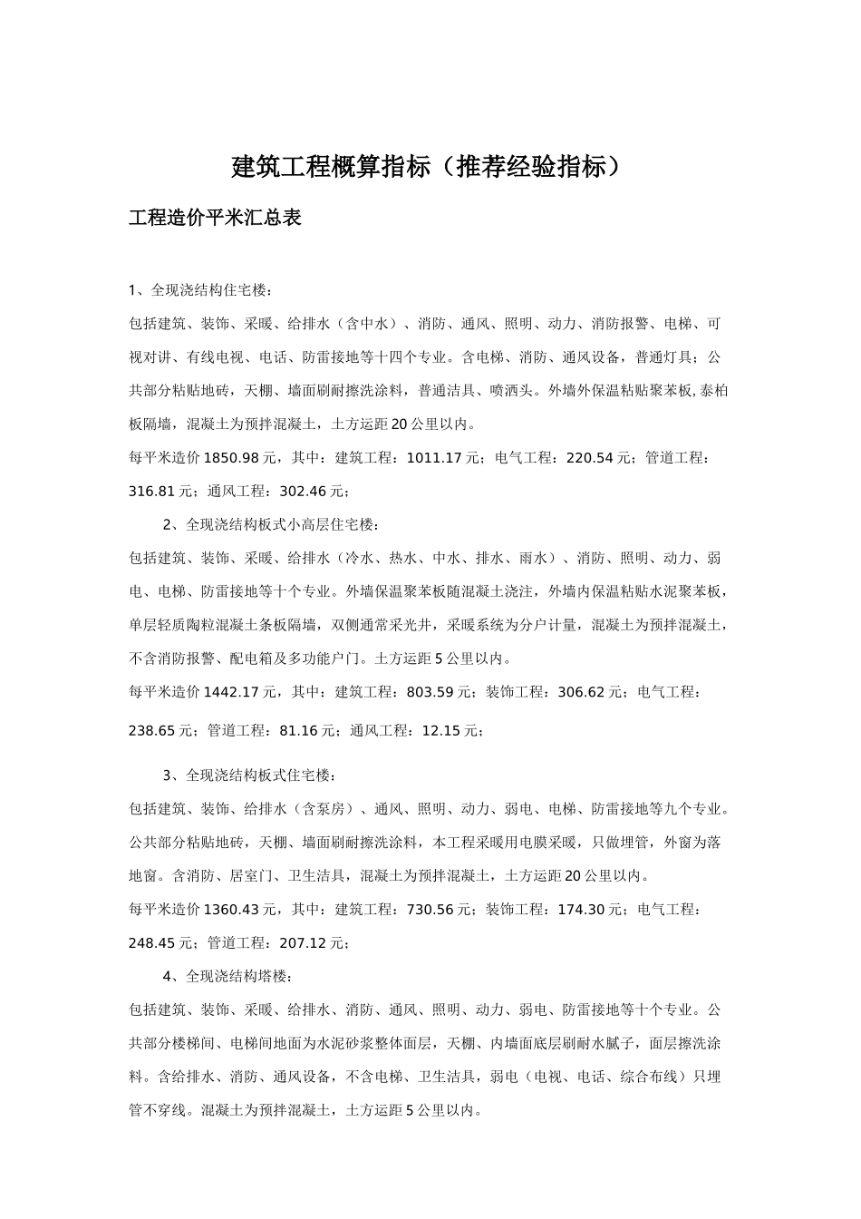 建筑工程概算指标_第1页