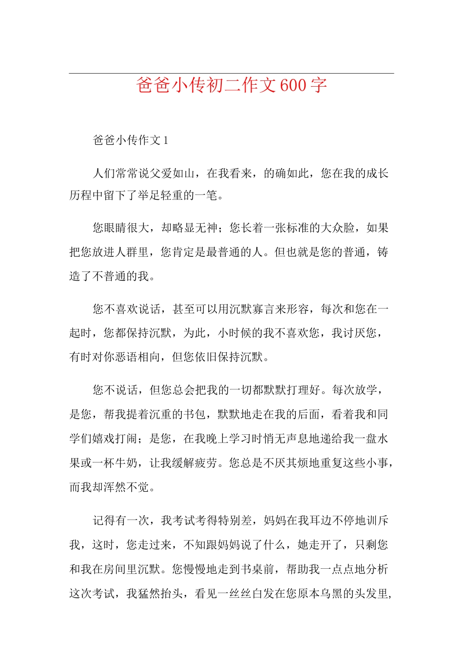 爸爸小传初二作文600字_第1页