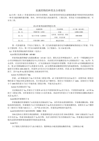 抗凝药物的种类及合理使用