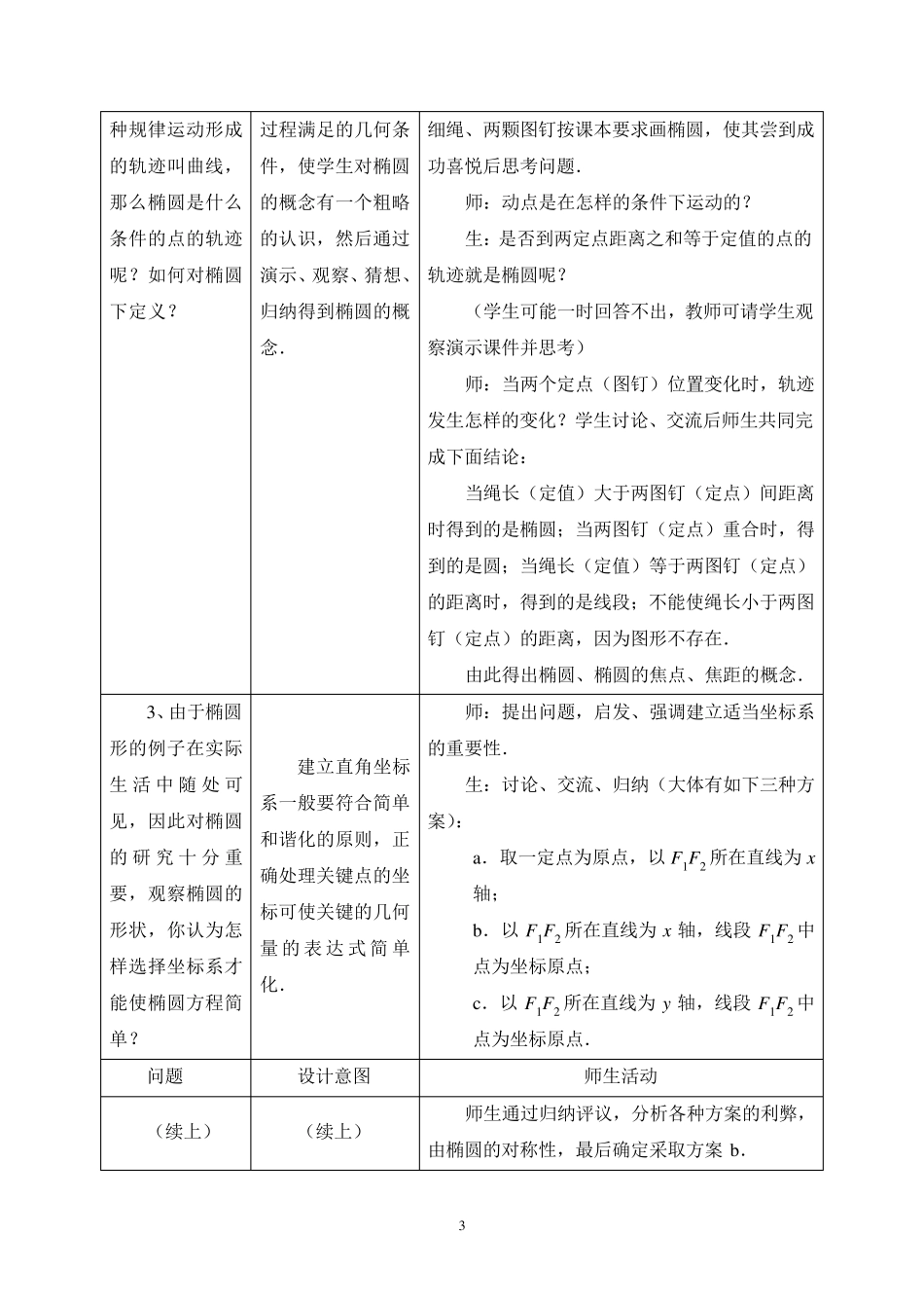 椭圆及其标准方程教学设计(第一课时)_第3页
