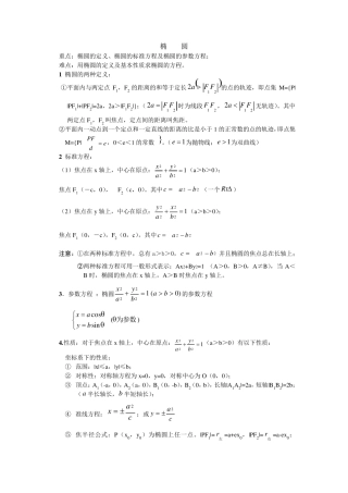 椭圆性质总结及习题