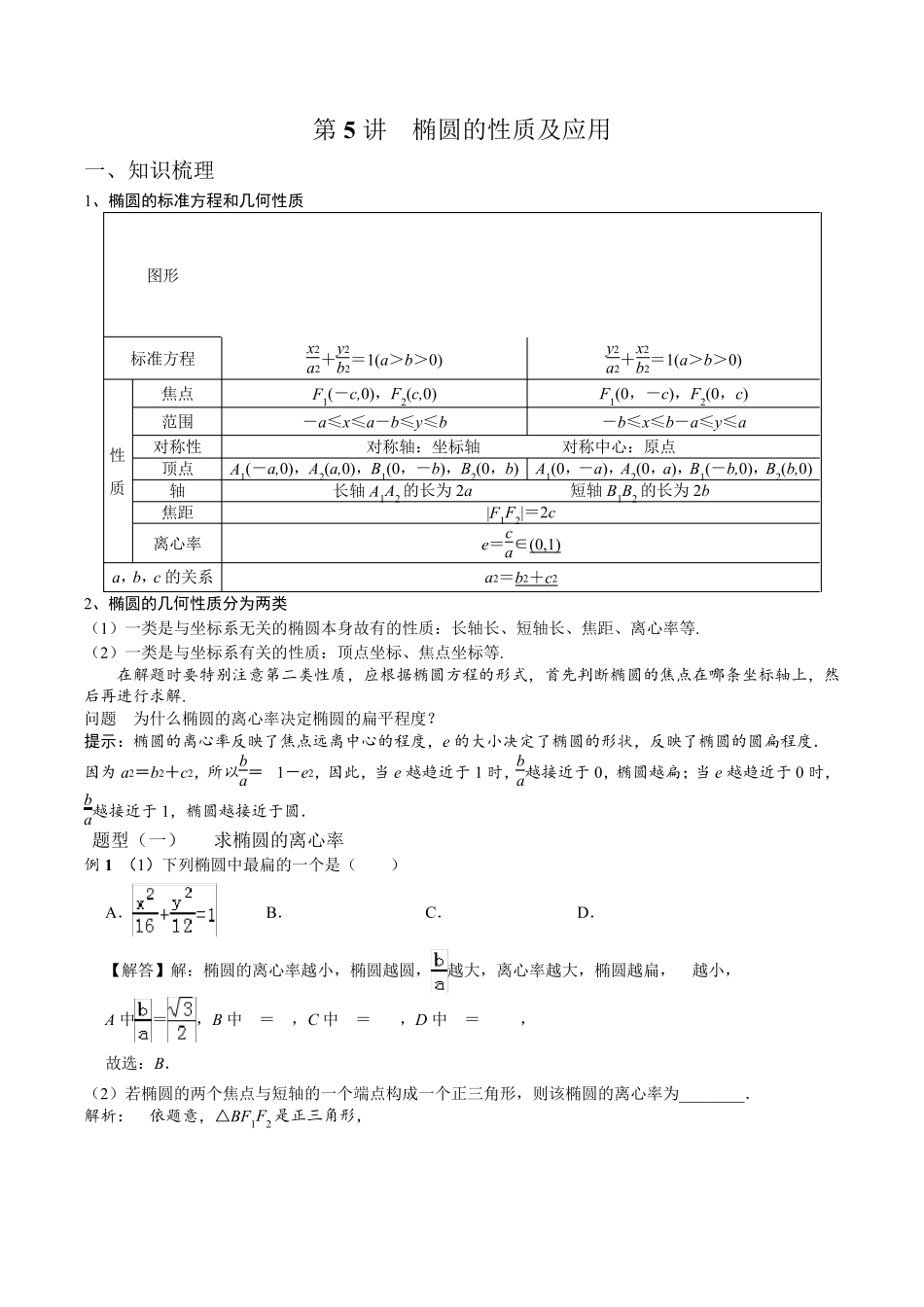 椭圆的性质及应用_第1页