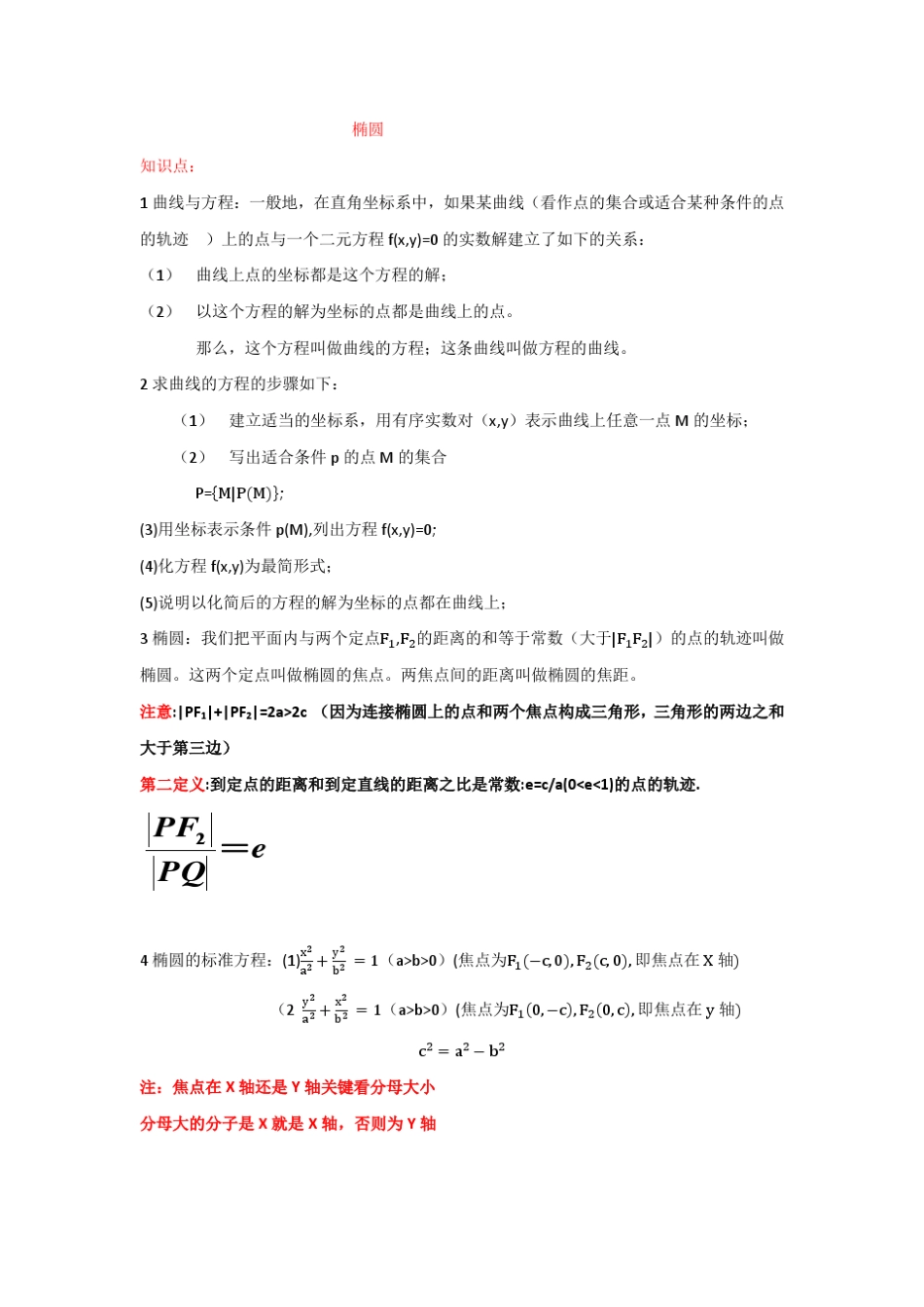 椭圆的知识点例题解析_第1页