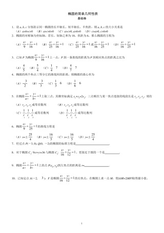 椭圆的简单几何性质(附练习题答案及知识点回顾)