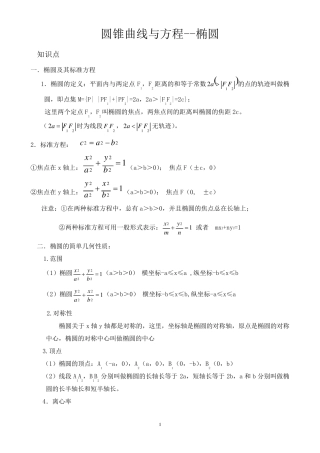 椭圆知识点总结及经典习题