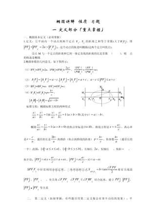 椭圆讲解(定义+性质+习题)