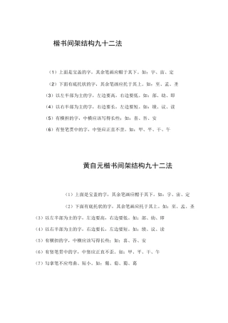 楷书间架结构九十二法