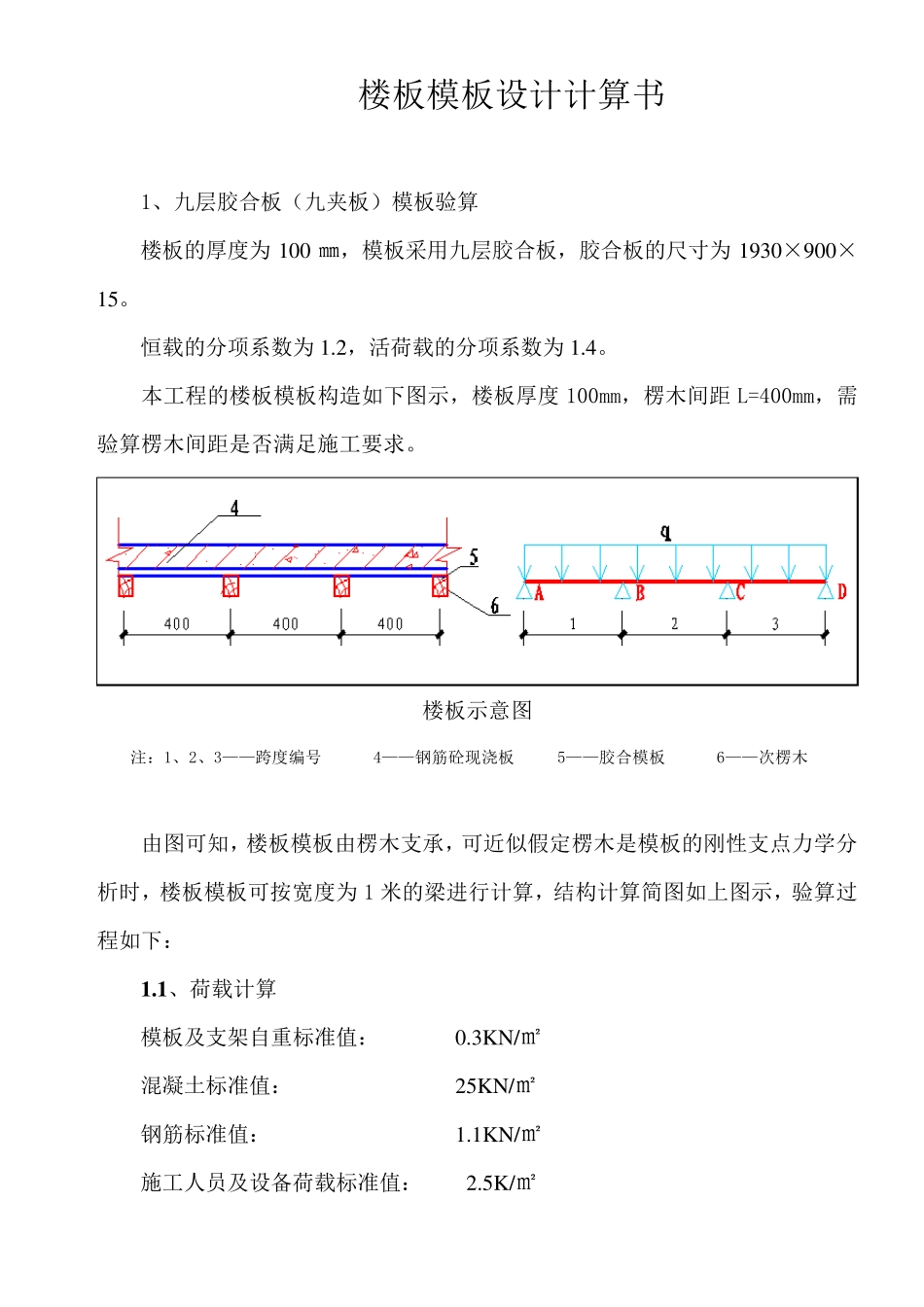 楼板模板计算_第1页