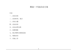 楼盘开盘活动方案