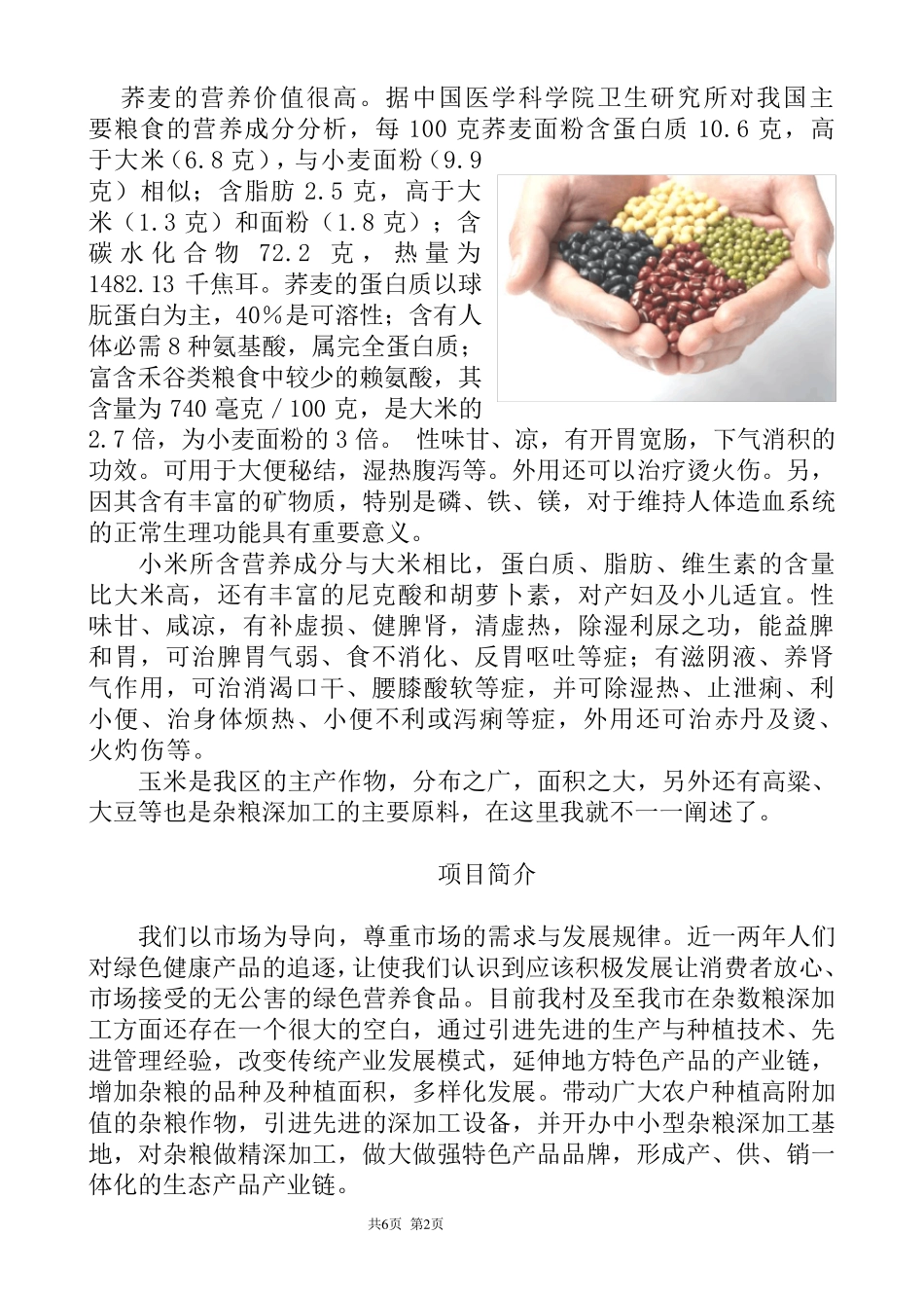 榆林小杂粮生产加工项目可行性报告_第2页