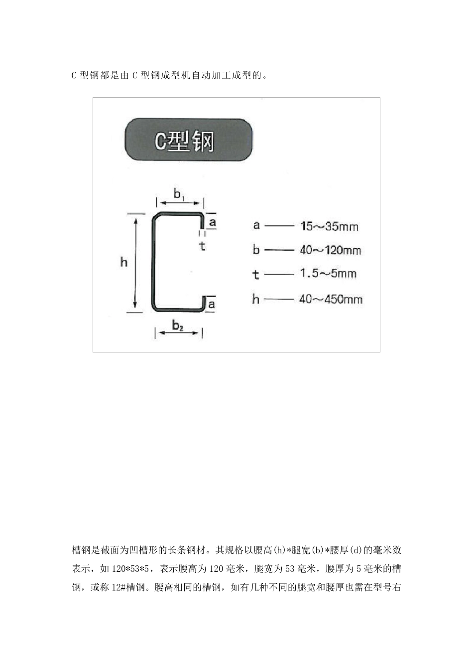 槽钢、C型钢、工字钢、H型钢、角钢、方钢、鱼尾板等的区别_第1页