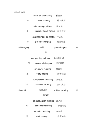 模具中英文对照