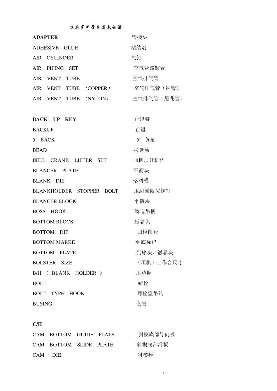 模具图中常见英文词语_第1页