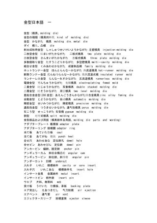 模具日语专业术语汇总(金型日本语)