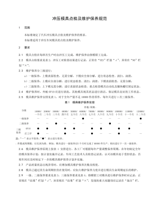 模具点检及维护保养规范