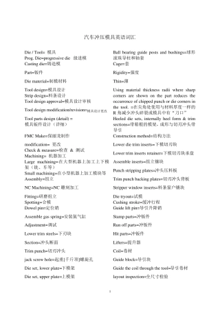 模具英语词汇大全