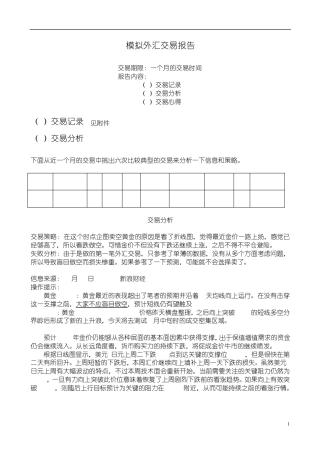 模拟外汇交易报告