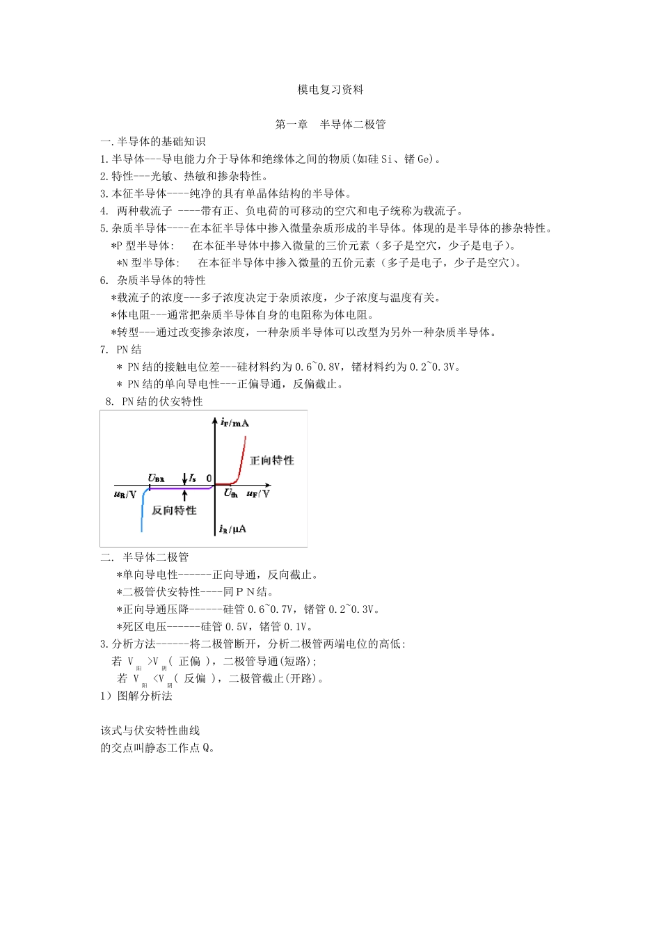模电总结复习模拟电子技术基础_第1页
