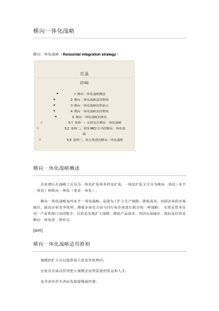 横向一体化战略