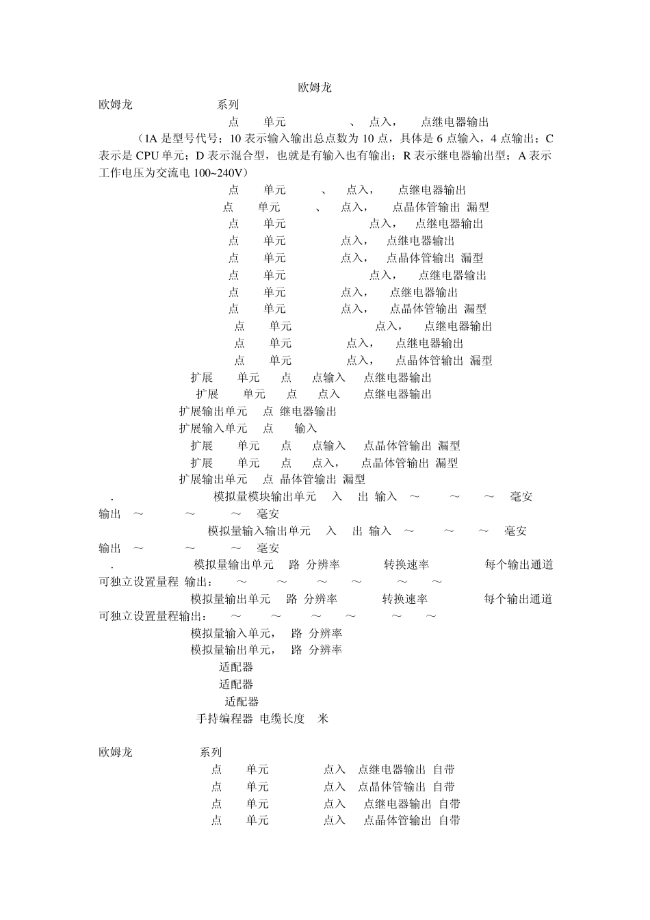 欧姆龙PLC型号大全_第1页