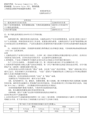 欧盟GMP附录