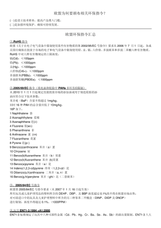 欧盟环保指令汇总