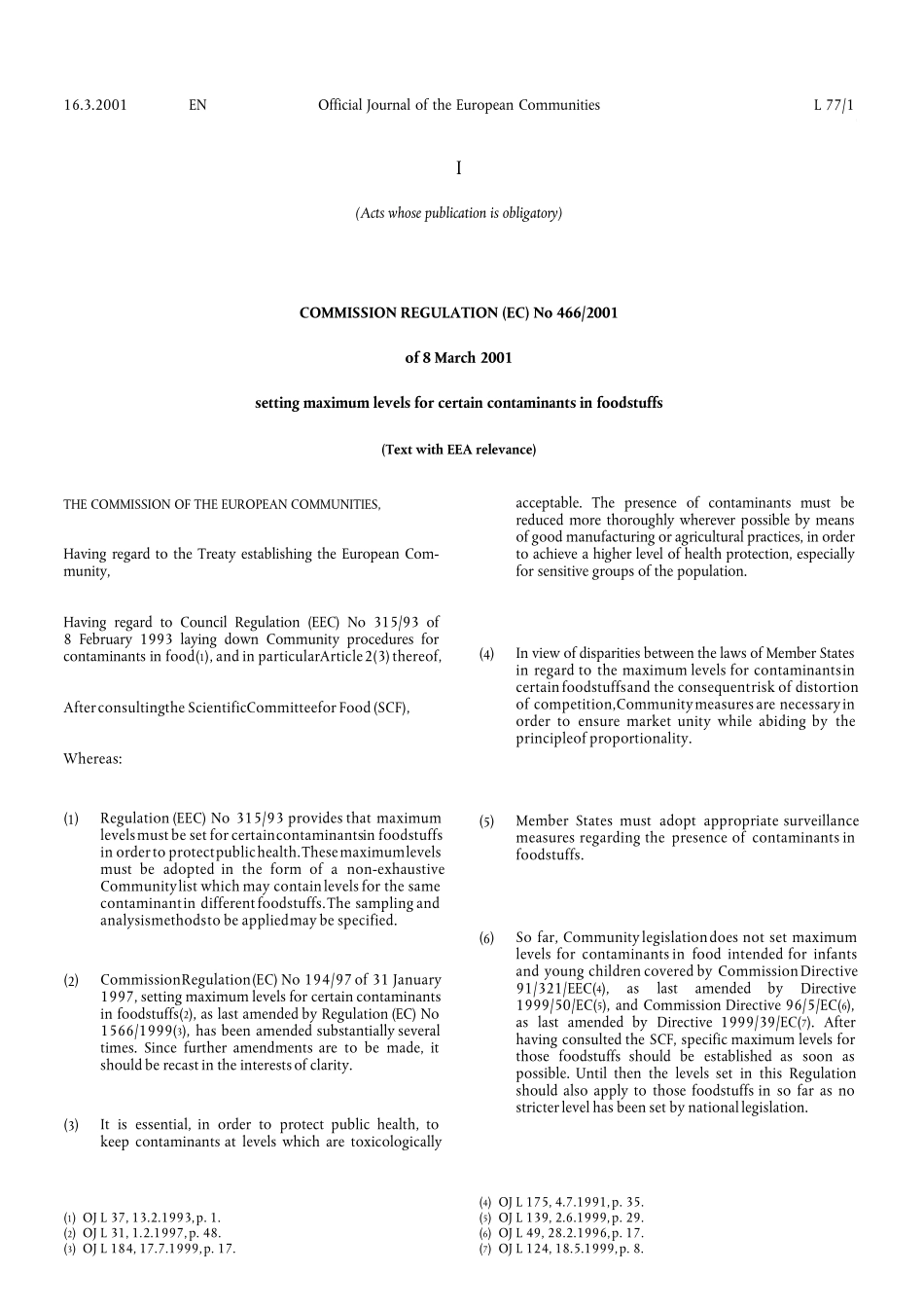 欧盟食品安全指令(EC)4662001_第1页