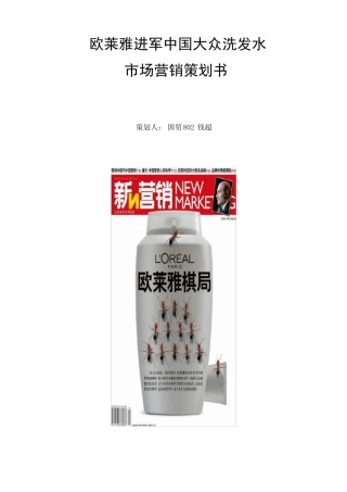 欧莱雅洗发水市场营销策划书