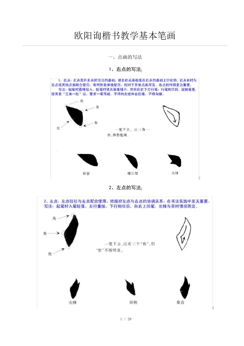 欧阳询楷书教学基本笔画_第1页