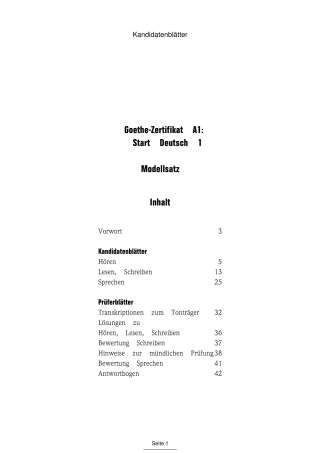 歌德德语a1模拟试题