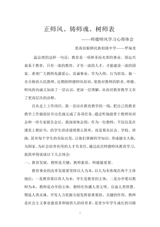 正师风、铸师魂、树师表心得体会