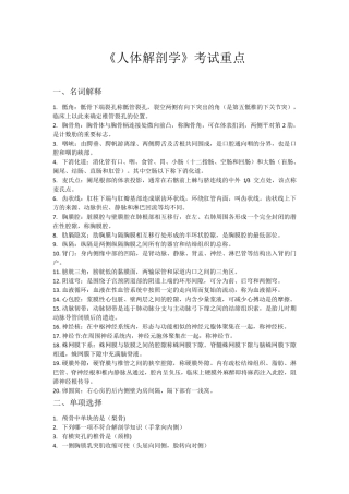 正常人体结构重点