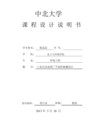 正式;工业污水处理厂平面型格栅设计