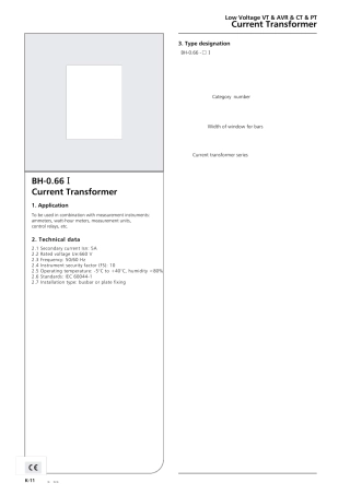 正泰BH型电流互感器样本英文