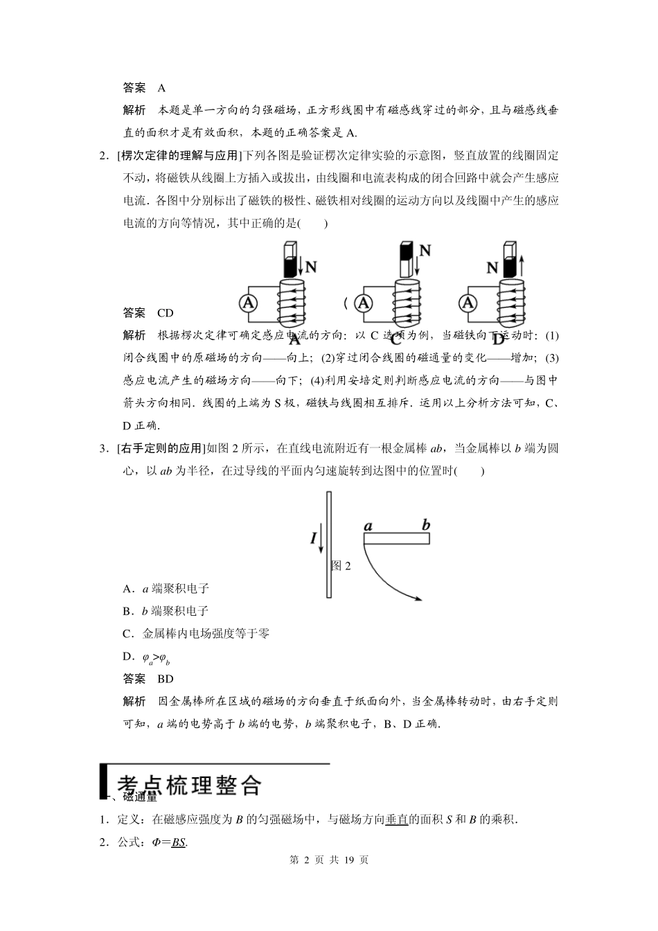 步步高2015届一轮讲义：9.1电磁感应现象_楞次定律_第2页