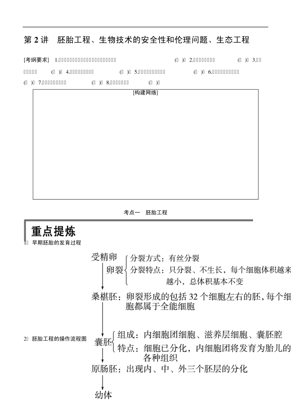 步步高2015高考生物二轮讲义：专题8.2胚胎工程、生物技术的安全性和伦理问题、生态工程_第1页