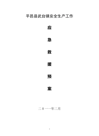 武台镇安全生产应急救援预案