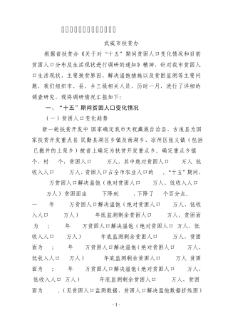 武威市贫困人口状况调研报告