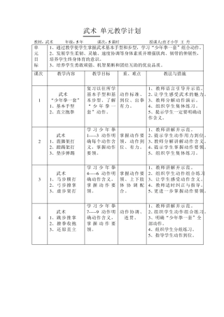 武术单元教学计划