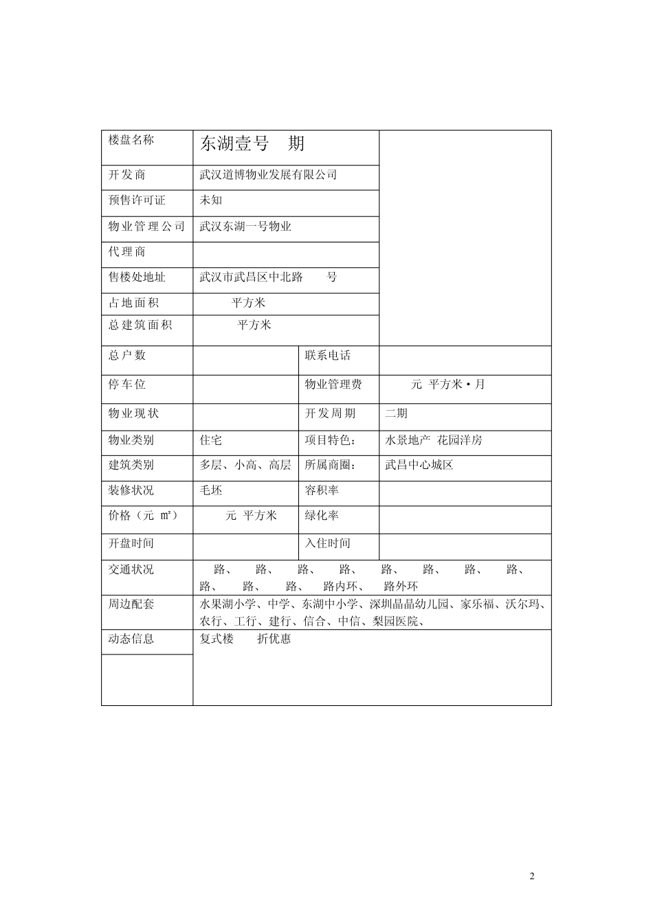 武汉(2010)楼盘统计表_第2页