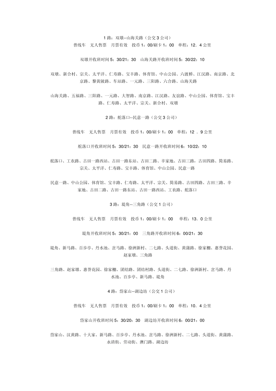 武汉公交路线一览表2_第1页