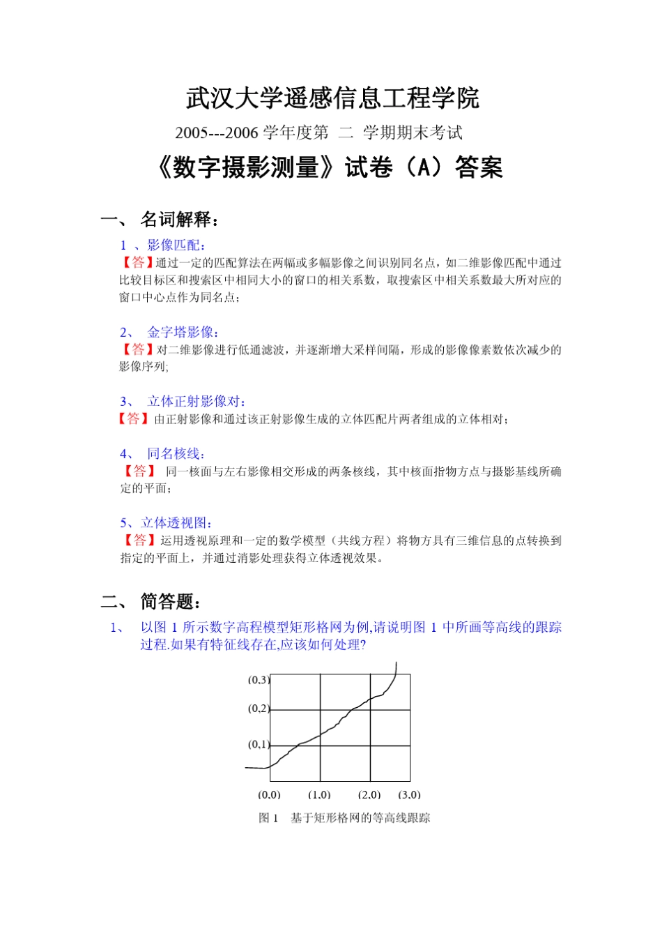 武汉大学数字摄影测量学试卷及答案(20052011)_第2页