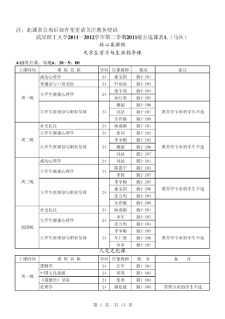 武汉理工大学公选课表2012~2013