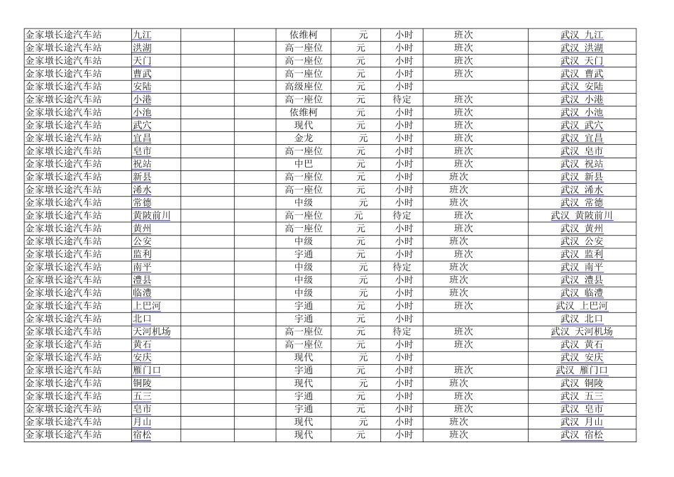 武汉金家墩长途汽车站时刻表_第2页