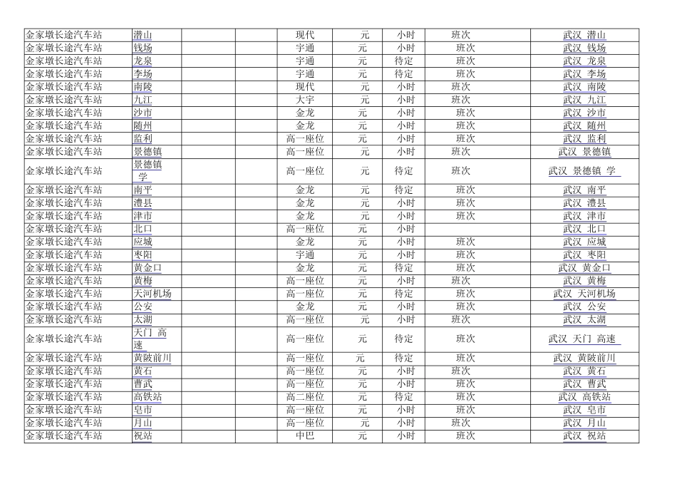 武汉金家墩长途汽车站时刻表_第3页